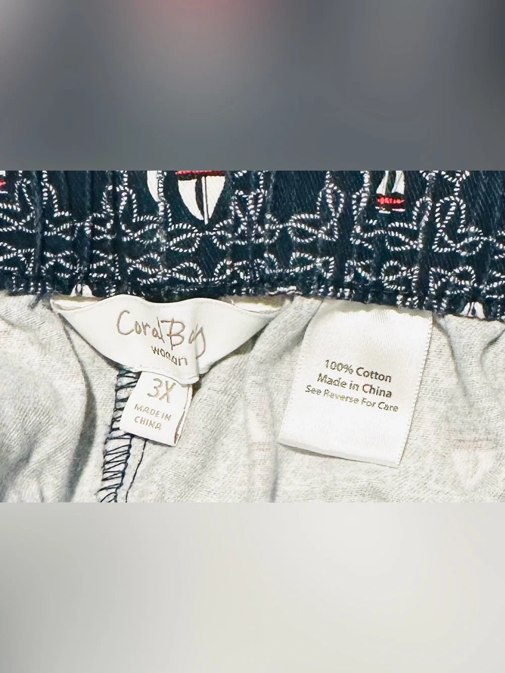 NWOT Coral Bay Nautical All Over  Printed Casual Preppy Drawstring Shorts,3XL